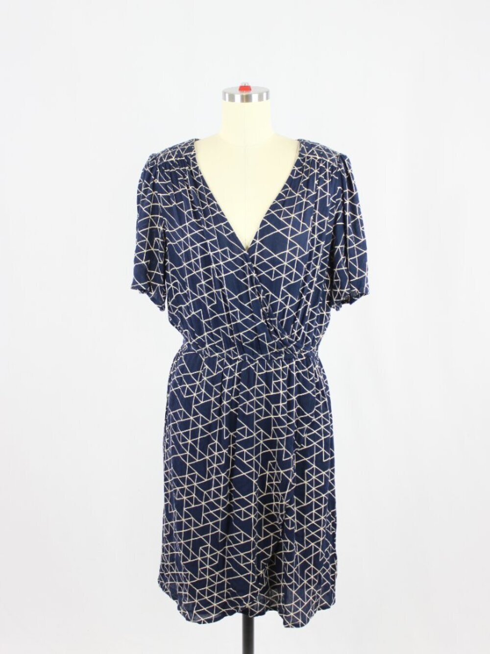 NWT VELVET BY GRAHAM & SPENCER Adelle Navy Beaded Viscose Wrap Dress, Size XS